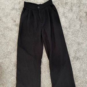 Black linen full length dress pants with pockets